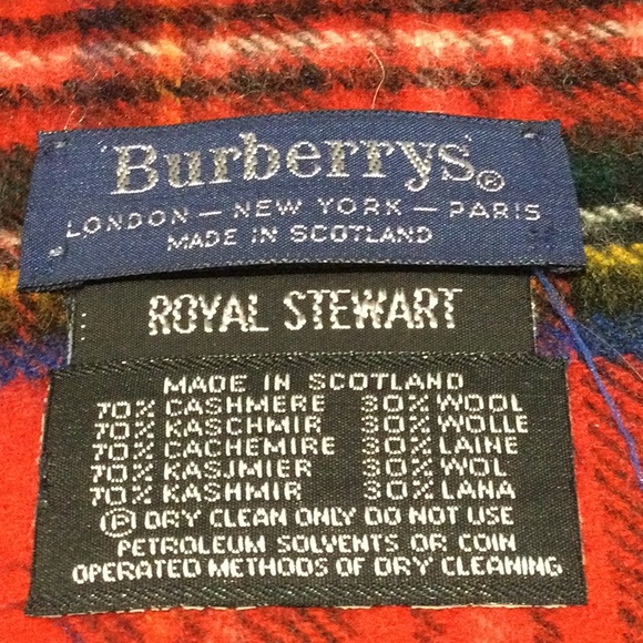 Burberrys of London Plaid Cashmere Wool Fringe Scarf Vintage - Picture 9 of 11